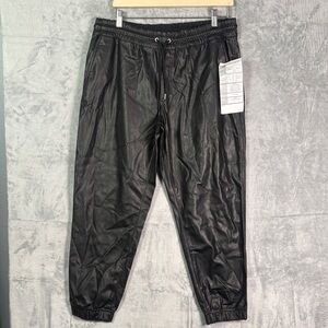 NWT New Gap Black Faux Leather Jogger Pants Size Large